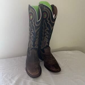 Vtg Tony Lama Men’s Cowboy Boots Buckaroo Tall Shaft Size 9 EE  LEATHER RR1002